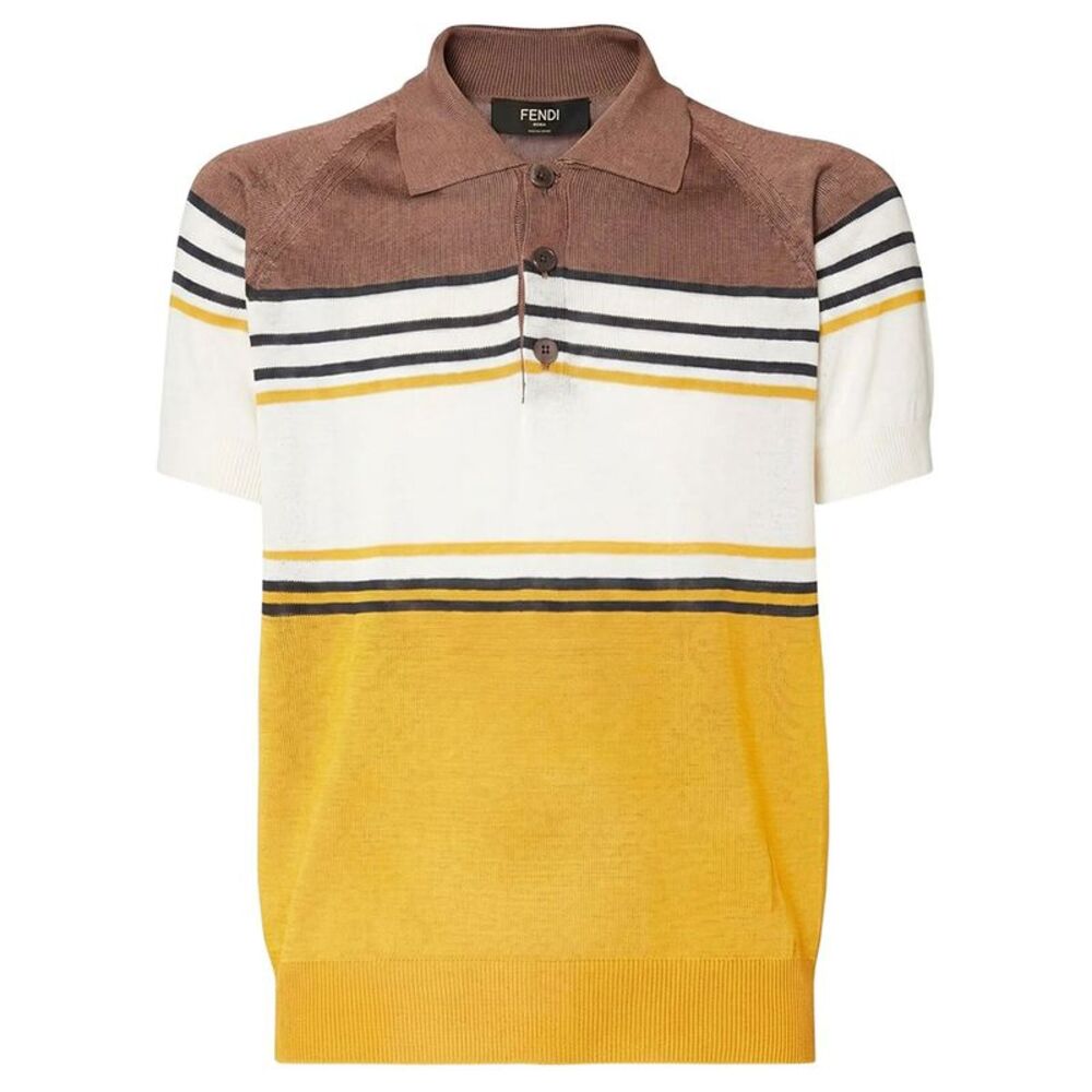 Fendi Men Striped Viscose Polo Shirt